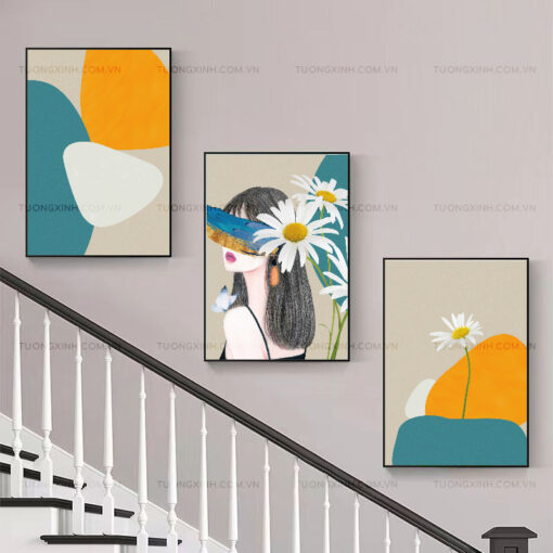 Tranh cô gái nghệ thuật trang trí cầu thang TG1958