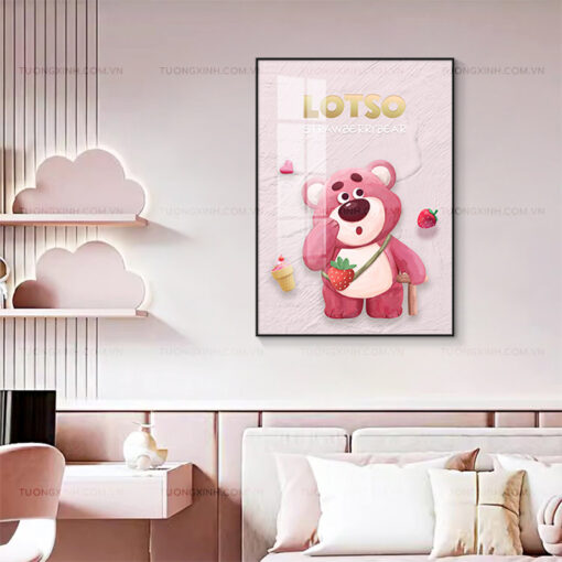 Tranh gấu dâu trang trí phòng trẻ em TG2415