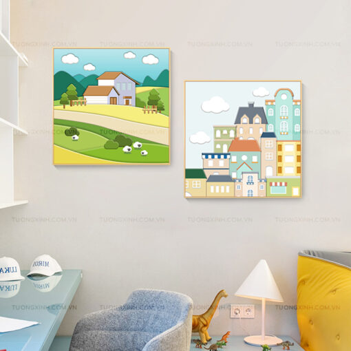 Tranh phong cảnh hoạt hình trang trí phòng trẻ em TG2367