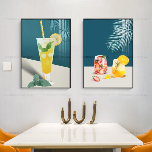 Tranh ly nước hoa quả trang trí phòng ăn TG2070
