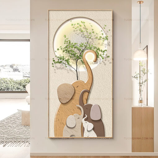 Tranh gia đình voi hạnh phúc trang trí phòng khách TG2343