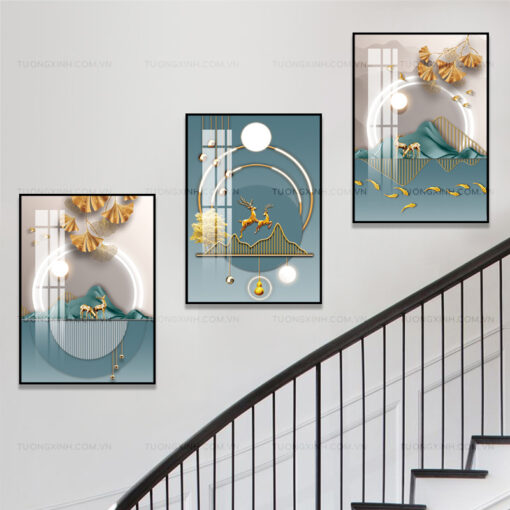 Tranh hươu tuần lộc trang trí cầu thang TG1930