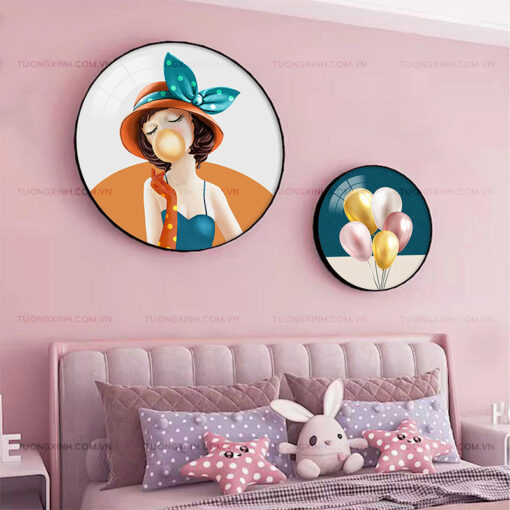 Tranh em bé và bong bóng trang trí phòng trẻ em TG2429