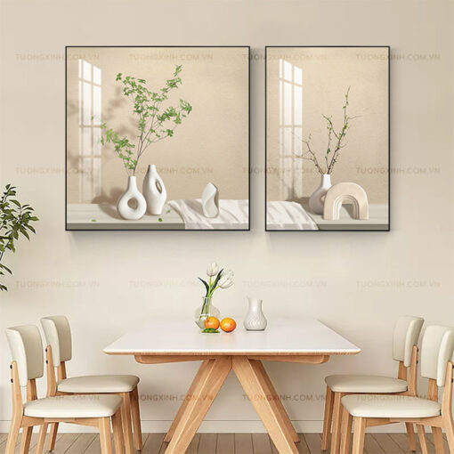 Tranh lá cây xanh nghệ thuật trang trí phòng ăn TG2134