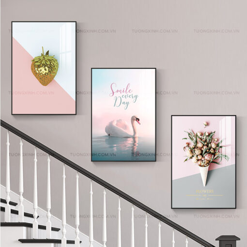 Tranh thiên nga nghệ thuật  trang trí cầu thang TG1874