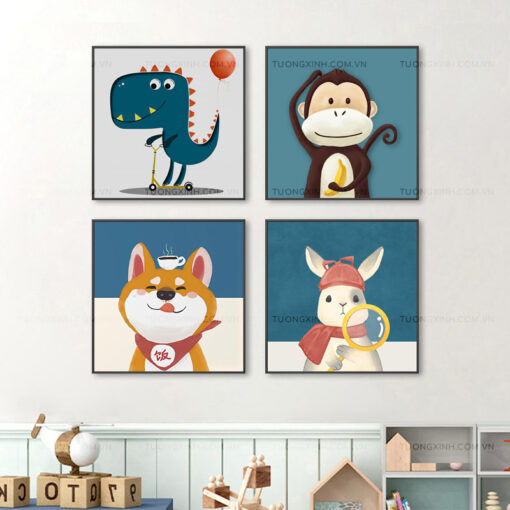 Tranh con vật ngộ nghĩnh trang trí phòng trẻ em TG2452