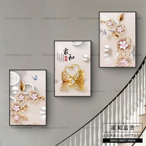 Tranh thiên nga trang trí cầu thang TG1906