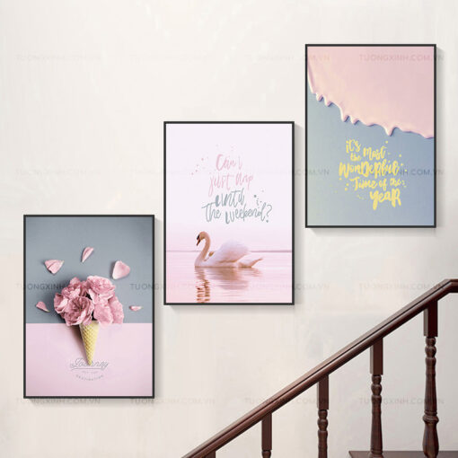 Tranh thiên nga trang trí cầu thang TG1917