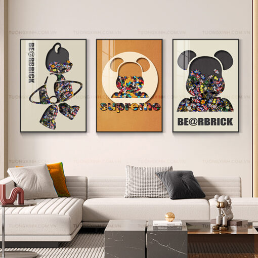 Tranh gấu bearbrick trang trí phòng khách TG2307