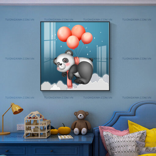 Tranh gấu trúc hoạt hình trang trí phòng trẻ em TG2442