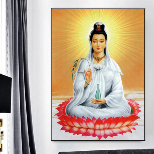 Tranh tráng gương quan âm bồ tát TG3048