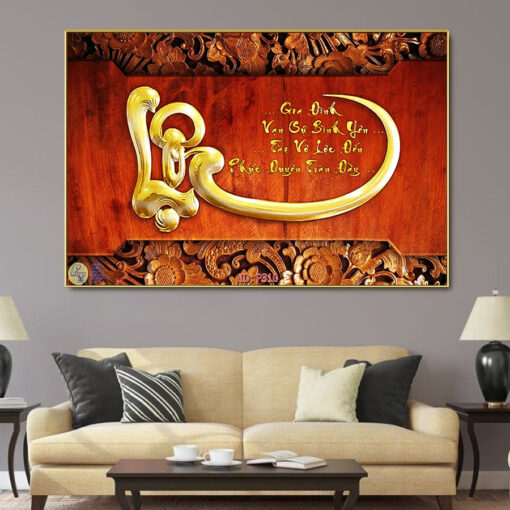 Tranh tráng gương phật giáo chữ lộc TG3023