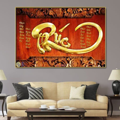 Tranh tráng gương phật giáo chữ phúc TG3022