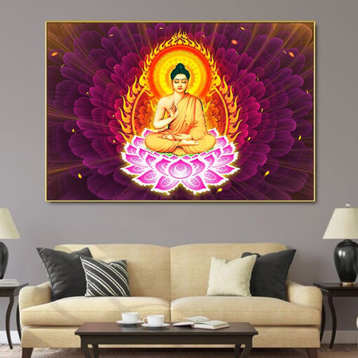 Tranh tráng gương phật giáo thích ca mâu ni phật TG3027