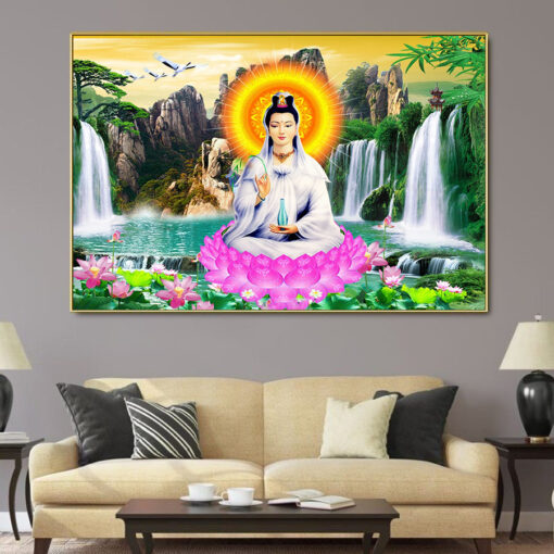 Tranh tráng gương phật quan âm bồ tát TG3029