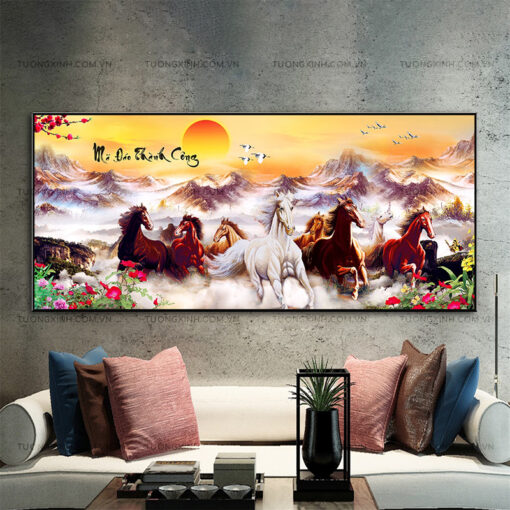 Tranh mã đáo thành công trang trí phòng khách TG2504