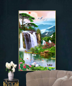 Tranh tráng gương sơn thủy hữu tình trang trí phòng khách TG2868