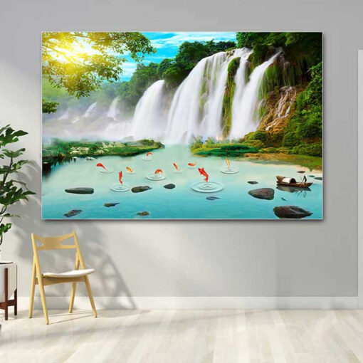 Ý nghĩa tranh treo tường Sơn thủy hữu tình 21 Tranh tráng gương sơn thủy hữu tình trang trí phòng khách TG2875