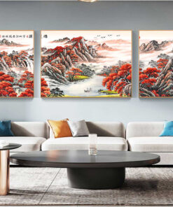 Tranh tráng gương sơn thủy hữu tình trang trí phòng khách TG2833