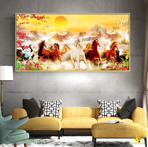 Tranh mã đáo thành công trang trí phòng khách TG2544