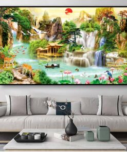 Tranh tráng gương sơn thủy hữu tình trang trí phòng khách TG2859