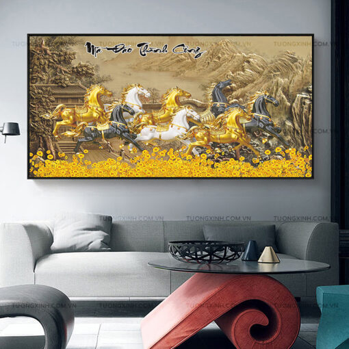 Tranh mã đáo thành công trang trí phòng khách TG2542