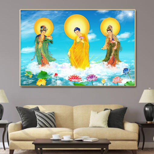 Tranh tráng gương tam thế phật TG2913