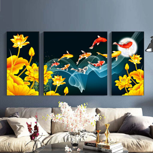 Tranh tráng gương cá cửu ngư nghệ thuật TG3135