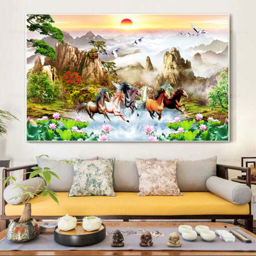 Tranh mã đáo thành công trang trí phòng khách TG2531