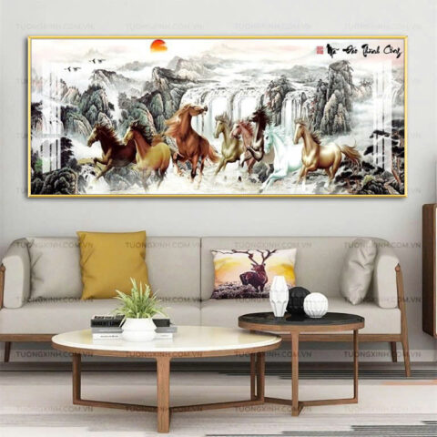 Tranh mã đáo thành công trang trí phòng khách TG2562