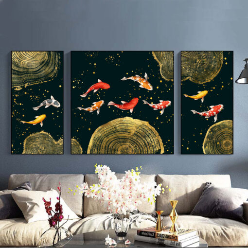 Tranh tráng gương cá cửu ngư nghệ thuật TG3136