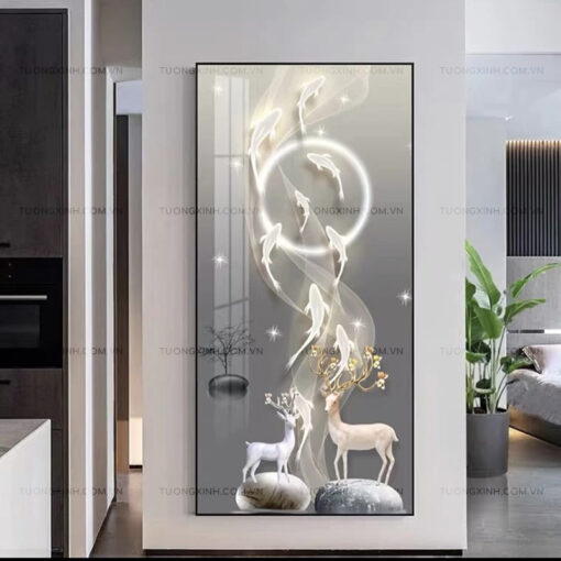 Tranh LED hươu nghệ thuật trang trí phòng khách LD393