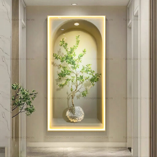 Tranh LED bình cây xanh nghệ thuật trang trí phòng khách LD396