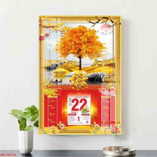 Tranh lịch hươu tuần lộc nghệ thuật treo tường TL76