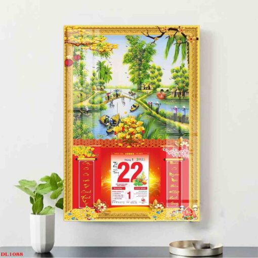 Tranh lịch phong cảnh dòng sông quê treo tường TL59