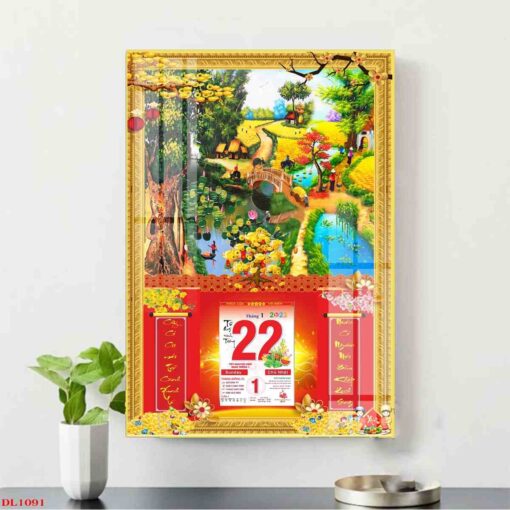 Tranh lịch phong cảnh dòng sông quê treo tường TL62