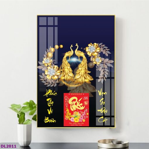 Tranh lịch đôi chim công treo tường TL09