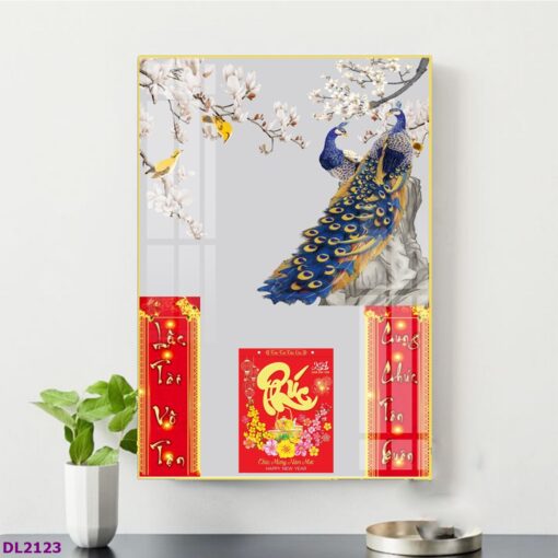Tranh lịch chim công nghệ thuật treo tường TL16