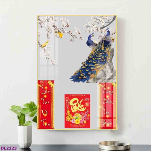 Tranh lịch đôi chim công treo tường TL87