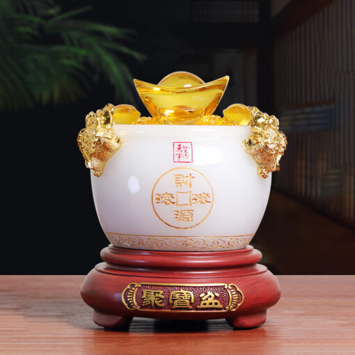 Bát tụ tài cầu may mắn tiền tài màu trắng DPT07