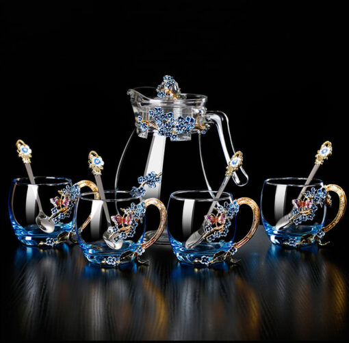 Bộ ly thủy tinh thiết kế hoa phong cách hoàng gia GS75