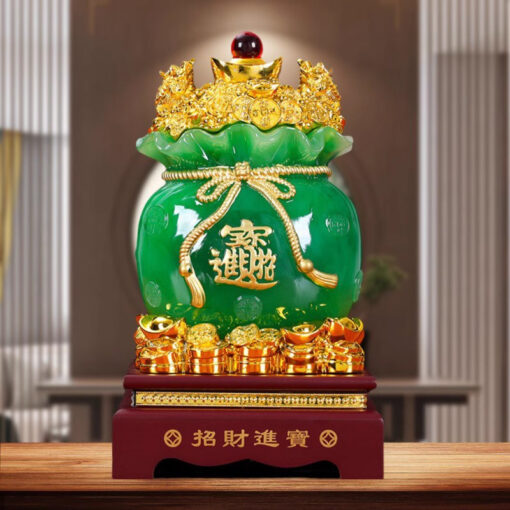 Túi tiền chiêu phong thuỷ hút tài lộc màu xanh ngọc DPT12