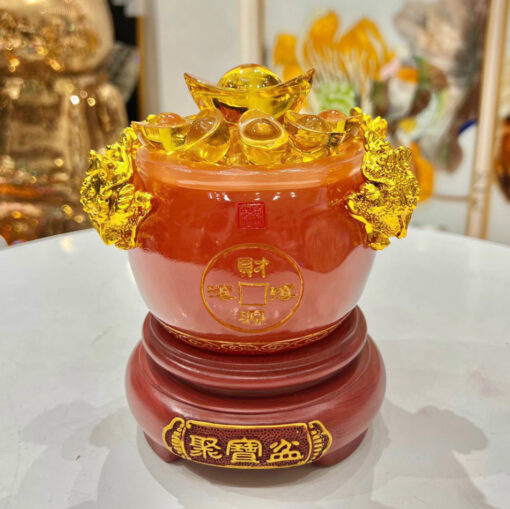 Bát tụ tài cầu may mắn tiền tài màu đỏ DPT10