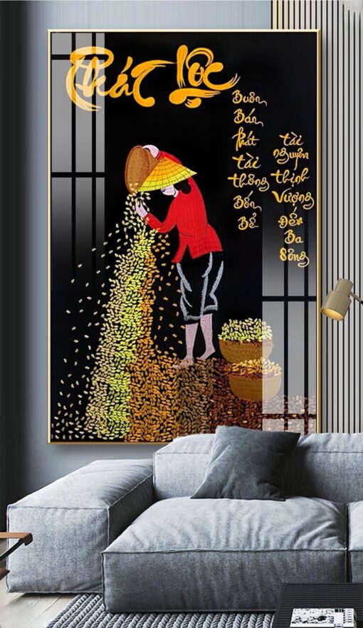 Tranh tráng gương phát tài phát lộc trang trí phòng khách TG3245