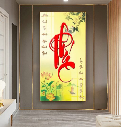 Tranh tráng gương thư pháp chữ phúc TG3249