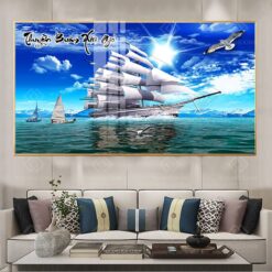 Tranh tráng gương trang trí phòng khách thuận buồm xuôi gió TG3342