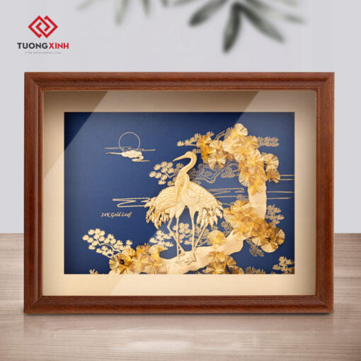Tranh dát vàng cao cấp tùng hạc diên niên TDV06