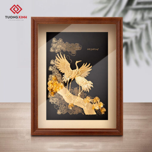 Tranh dát vàng cao cấp tùng hạc diên niên TDV07