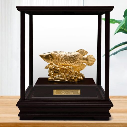 Tượng cá rồng dát vàng quà tặng cao cấp MHV02