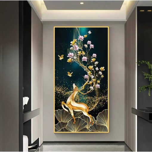 Tranh dán tường hươu 3D hiện đại TDT194